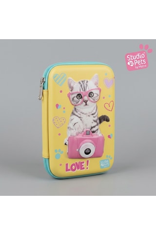 Bakgelal Studio Pets 3d Kabartmalı Kalem Kutusu Kedi Köpek Desenli Fermuarlı Bölmeli Okul Kalemliği Büyük - 9045016789168 124-Pembe