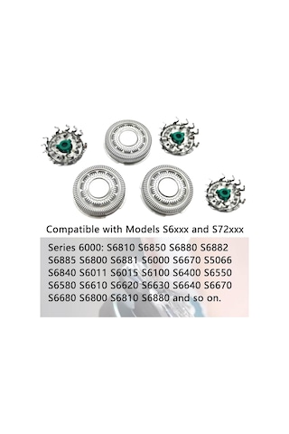 Sh60/72 Philips Norelco Elektrikli Tıraş Makinesi Serisi 6000, Sh60 Yedek Bıçaklar Tıraş Makinesi S6810/82, S6850/85, S6880/81 İçin Tıraş Makinesi Başları, Yükseltilmiş Tıraş Bıçağı 6'li Paket