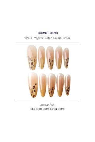 10'lu Ten Rengi Extra Extra Extra Eee1489 Tekrar Kullanılabilir El Yapımı Protez Takma Tırnak S