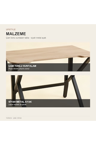 Upstyle Torvex Oyuncu Masası Çam Siyah 100x60 Cm Metal Ayaklı Bilgisayar Masası