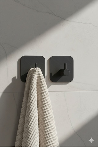 2 Li Askılık Kapı Arkası, Duvara Monte, Dayanıklı Malzeme, Siyah 52 Siyah