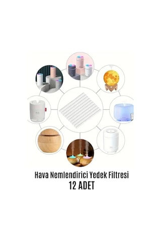 Mucit Home Hava Nemlendirici Difüzör Buhar Makinesi Filtresi 12 Adet Filtre Yedek 10 Cm