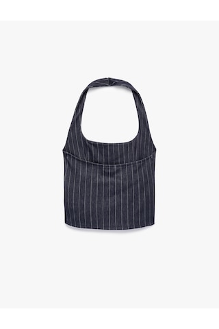 Koton Sırt Detaylı Kemerli Çizgili Halter Yaka Top Lacivert Çizgili 7wak10065ek 7s2