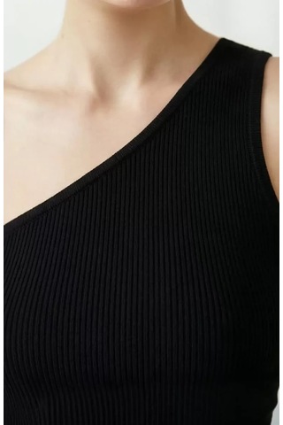 LUXSTOREE Kadın Siyah Tek Omuz Crop Büstiyer Modern Ve Şık Tasarım Çok Renkli