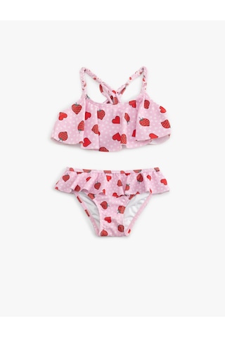 Koton Kalp Ve Çilek Desenli Fırfırlı Bikini Seti Pembe Desenli 5skg00017mm Pembe Desenli Pembe
