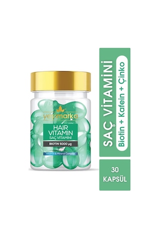 Yeşilmarka Biotin & Kafein & Çinko Saç Vitamini 30 Kapsül