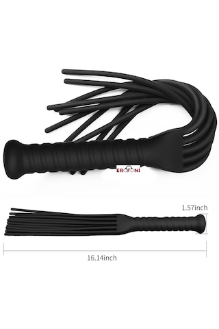 Erofoni Yeni Nesil 40 Cm Profesyonel Siyah Silikon Fetish Kamçı