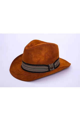 Twingold İsme Özel Süet Kovboy Fötr Şapka - Ab01007 - Taba Taba
