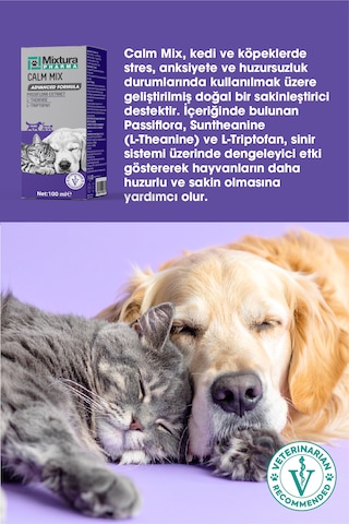 Mixtura Pharma Calm Mix Kedi Ve Köpek Sakinleştirmeye Vemaya Yardımcı Sıvı