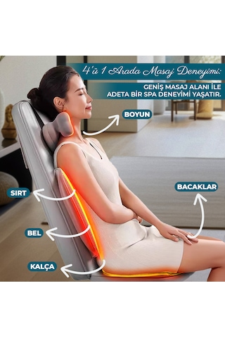 Rlx50 3d Shiatsu Masaj Koltuğu Isıtmalı, Titreşimli, Masaj Cihazı Gri