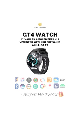 Wearfitpro Gt4 Watch Yuvarlak Amoled Ekran Yeni Nesil Özelliklere Sahip Akıllı Saat Siyah