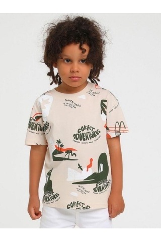 Erkek Bebek Pamuklu Collect Tshirt-14162-bej Bej