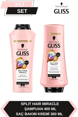 Gliss Split Hair Miracle Şampuan 400 ML + Saç Kremi 360 ML