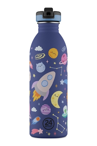 Kids Bottle Space Friends Pipetli Paslanmaz Çelik Çocuk Su Matarası 500 Ml Mor