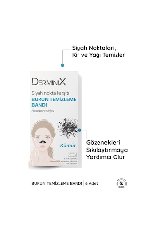 Derminix Kömürlü Siyah Nokta Karşıtı Burun Temizleme Bandı 6'lı