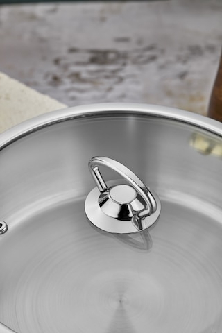 Cooker Lara 24 Cm İndüksiyon Uyumlu Paslanmaz Çelik Basık Tencere Ckr460 Gümüş