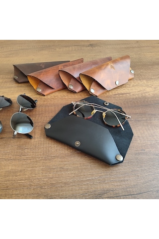 Sumerian Leather Craft Deri Gözlük Kılıfı Siyah
