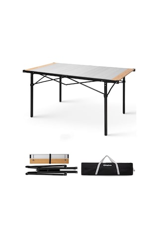Kingcamp Granite Pro Xl 136x70 Katlanır Lux Kamp Masası Ahşap - Gri