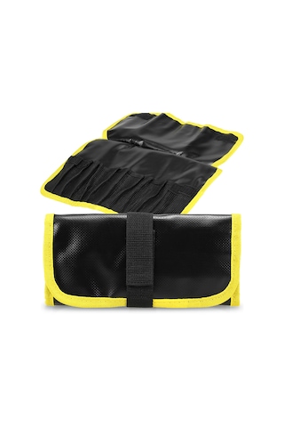 Jeehugo 12 Cep İçeren Çift Katlı Pvc Olta Yem Canta - Sarı, Katlanabilir, Taşınması Kolay, 31x22cm Açık Ölçü