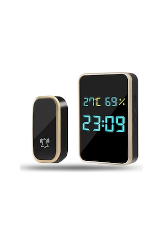 UpWay Kablosuz Pil Gerektirmeyen Kapı Zili Dijital Ekran Saat Der