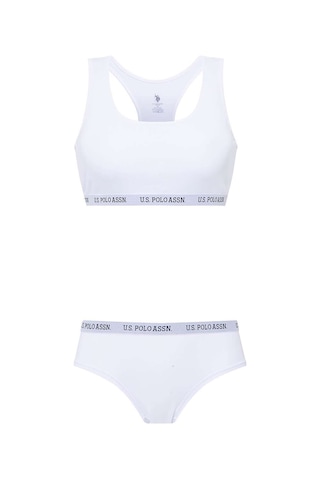 U.S. Polo Assn. Kadın Beyaz Sporcu Büstiyer Şort Set 65003 Beyaz