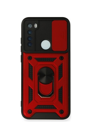 Mep Xiaomi Redmi Note 8 Kılıf Pars Lens Yüzüklü Silikon - Kırmızı Najmaddin renkli