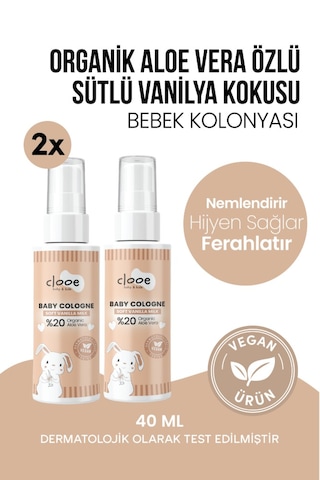 Hassas Ciltlere Özel Organik Aloe Vera Özlü Süt ve Vanilya Kokulu Soft Vanilla Milk Bebek Kolonyası Çanta Boyu 2'li
