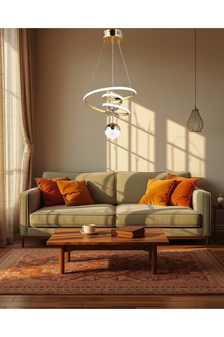 Kaos Küçük Modern Ledli Avize 3 Renk Power Ledli Gold Kaplama Kumandalı Çoçuk Odası Yatak Odası Mutfak