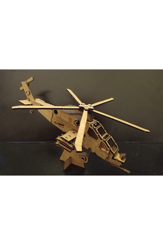 TLRhobi 3d Atakt129 Ahşap Helikopter Maket 35 x 29 x 20 CM