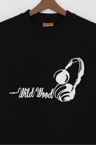 Wild Wood Garment Wild Wood "audio Rhythms" Kulaklık Kabaran Baskılı Premium Oversize T-shirt Siyah