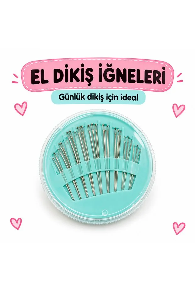 Kalp Kutulu Dikiş Seti Renkli İplik Makas Mezura İğne Ve İplik Geçirici
