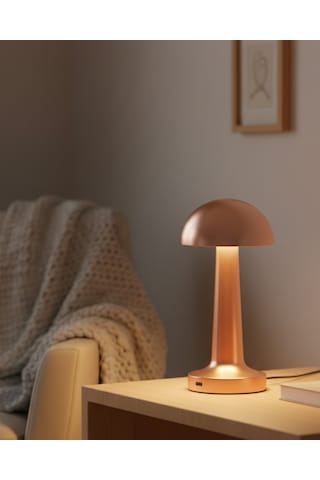 Bronz Dokunmatik Masa Lambası 3 Renk Led Şarjlı Kablosuz Usb Çıkı Renkli