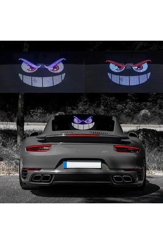 Willowhaven 3 Adet Akıllı Led Araba Dekoratif Işıkları Red White 11 Mod Renkli Işık Modları Şeytan Gözü Dinamik İfade Ekranı Usb Fişli Araba Çıkartma Işıkları