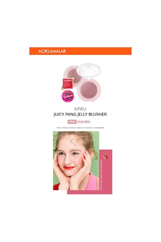 Missha A'PIEU Juicy-Pang Jelly Blusher Meyve Tonlarında Doğal Görünümlü Jel Allık PK01