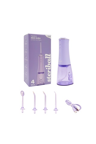 Steriball Oral Irrigator Ağız Duşu Lila - 4 Temizlik Modu 360 Dönebilen Başlık 0,60 Mm İnce Su Akışı Yüksek Frekanslı Su Darbesi