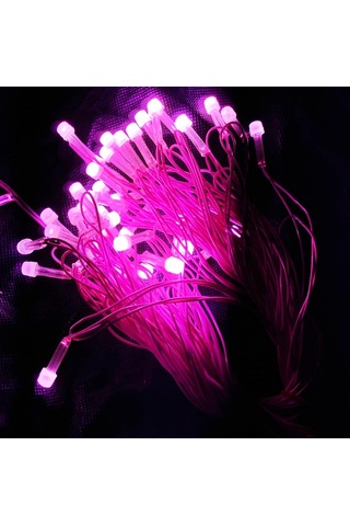 Yılbaşı Aydınlatması 10 Metre 220 Vold Sabit Aydınlatma 38 Led Iş Pembe