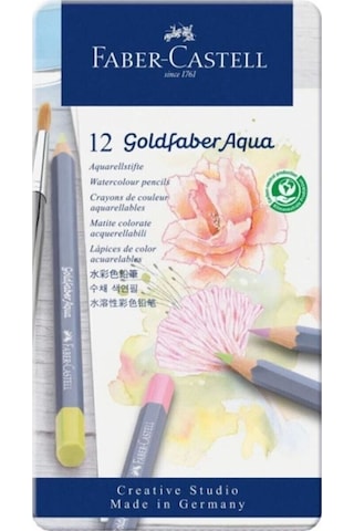 Faber-Castell Goldfaber Aqua Boya Kalemi 12’li Pastel Renkler, Yüksek Pigmentli, Suya Dayanıklı, Kolay Açılabilir