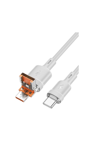 Hoco. U131 1.2m 2in1 Usb Ve Type-c To Type-c Şarj Data Kablosu - Gri