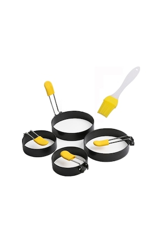 Dancemonkey 4 Adet Yumurta Halkaları Yapışmaz Kalıp Yumurta Kalıpları Siyah