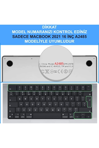 NovStrap Apple Uyumlu MacBook Pro 2021 M1 16.2 inc A2485 Parlak Kılıf + Siyah Klavye Kılıfı + Film