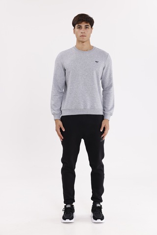Rowinger Göğüs Logolu Bisiklet Yaka Rahat Kalıp Mevsimlik Sweatshirt Grey