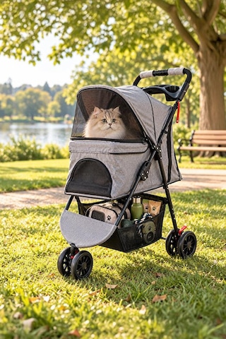Tiny Kiwipets Kppc-10866 Evcil Hayvan Arabası 15 Kg Taşıma Kapasitesi Katlanabilir Frenli