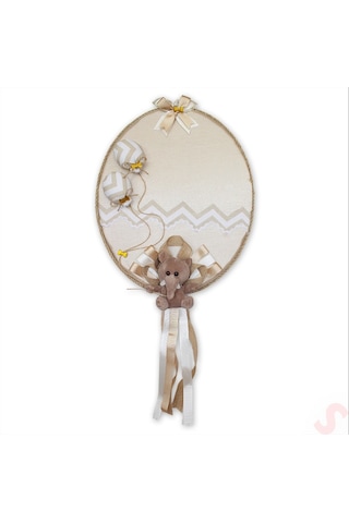 Pelüş Fil Süslemeli, 42cm Oval Kapı Süsü Çok Renkli