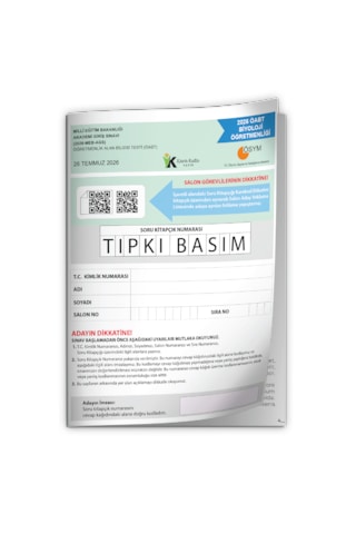 2026 Meb-ags Öabt Biyoloji Öğretmenliği Ösym Tıpkı Basım Kitapçığı Türkiye Geneli Deneme