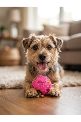 Sesli Kedi Köpek Ödül Maması Topu Isırmaya Dayanıklı Zeka Oyuncağı