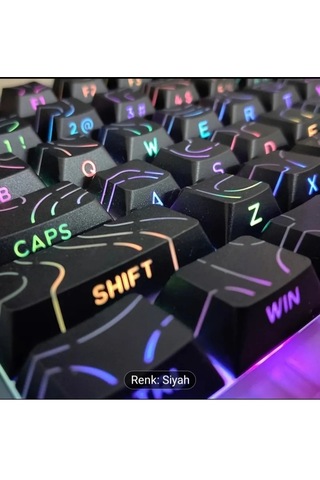 Mekanik Klavye Kontur Keycaps Seti- 137 Tuş Şeffaf Rgb Uyumlu Çizgili Tuş Takımı Beyaz