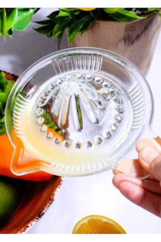 1 Adet Cam Limon Narenciye Sıkacağı Limonluk 14 Cm Portakal Limon Sıkacak Şeffaf