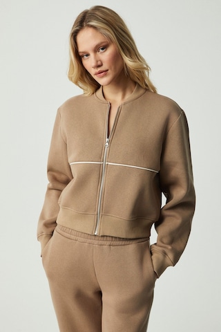 GRIMELANGE Anyul Kadın Relaxed Bomber Yaka Vizon Sweatshirt Vizon