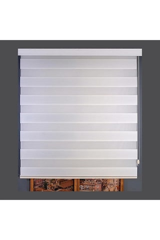 Geniş Pliseli Zebra Perde Stor Beyaz Beyaz
