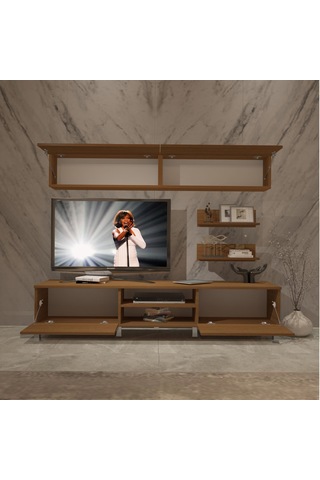 Decoraktiv Eko 5 Mdf Dvd Krom Ayaklı Tv Ünitesi Tv Sehpası Ceviz